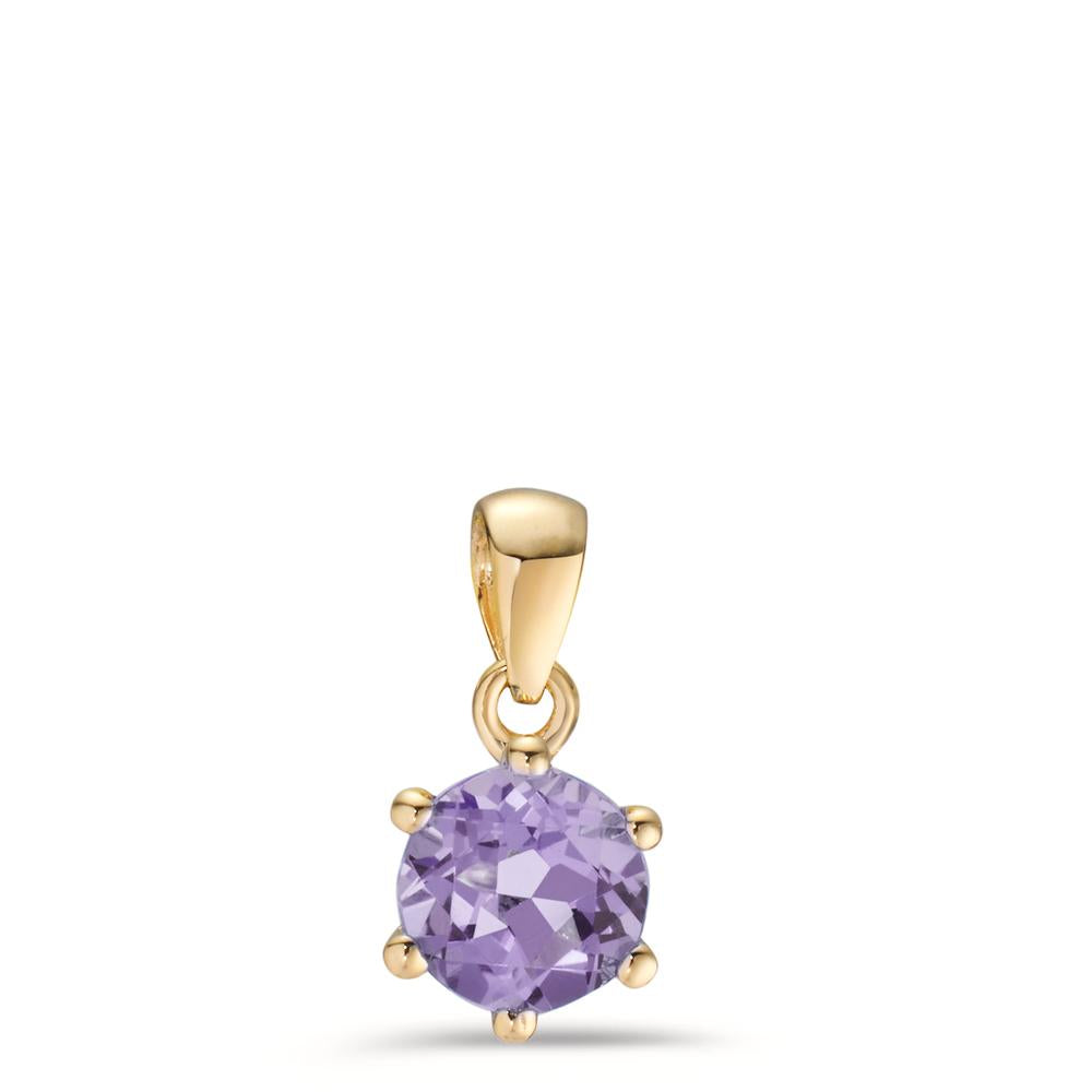 Pendant 9k Yellow Gold Amethyst Ø6.5 mm