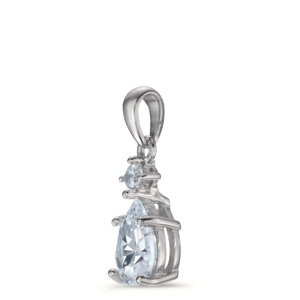 Pendant Silver Zirconia 2 Stones Rhodium plated