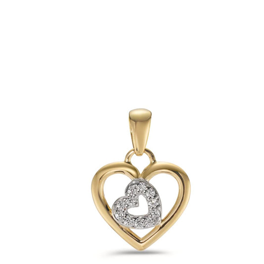 Pendant 9k Yellow Gold Zirconia Heart Ø11 mm