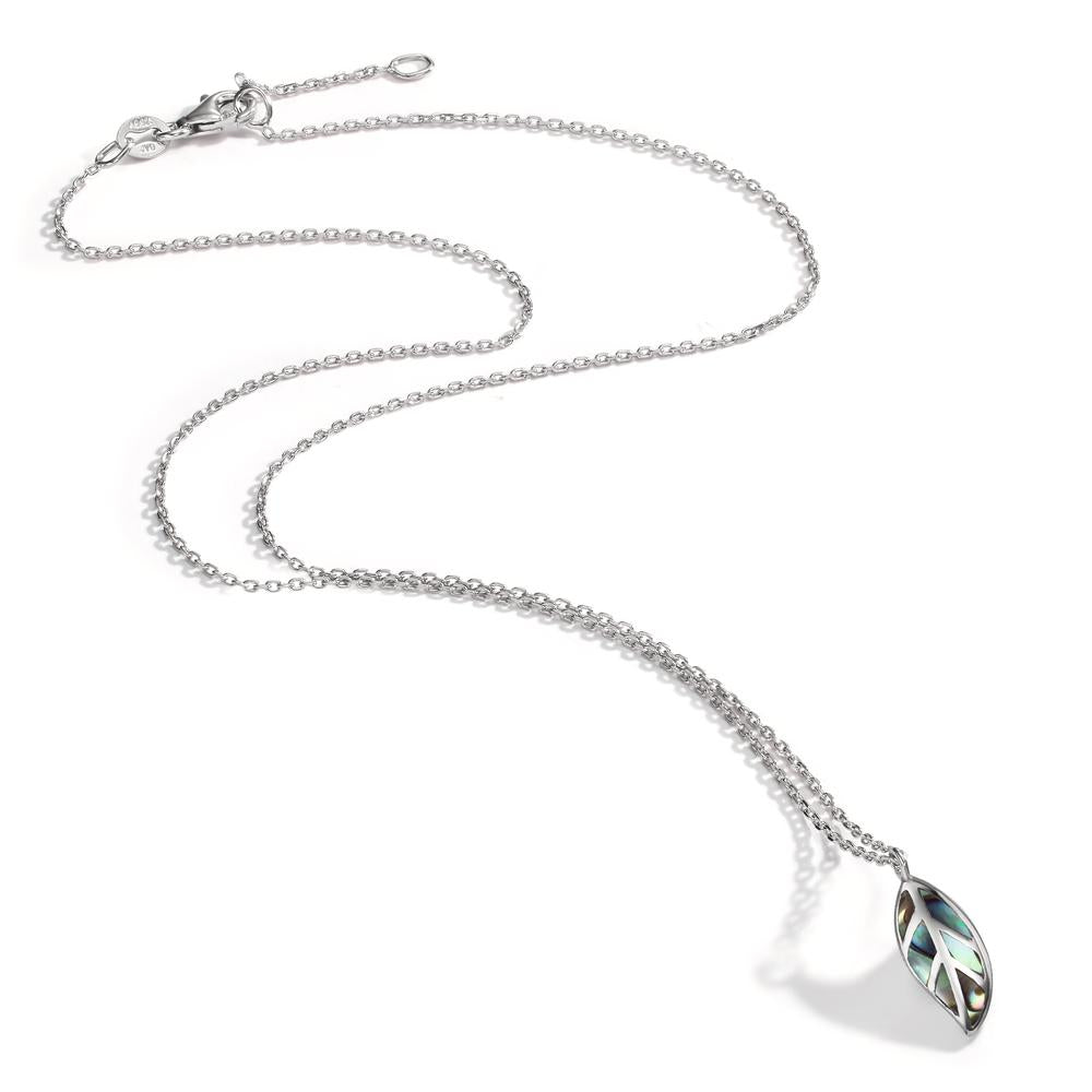 Necklace Silver Abalone Rhodium plated Leaf 40-42 cm