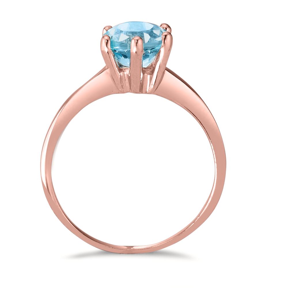 Ring Silver Topaz Blue, 7 mm Rose Gold plated