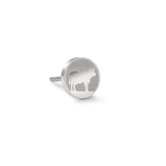 Single stud earring Stainless steel Cow Ø8 mm